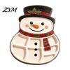 Elk Design Dessert Plate Christmas Tree Serving Platter, Wooden Snack Tray for Holiday Parties, Multi-Compartment Food Display Penguin Container