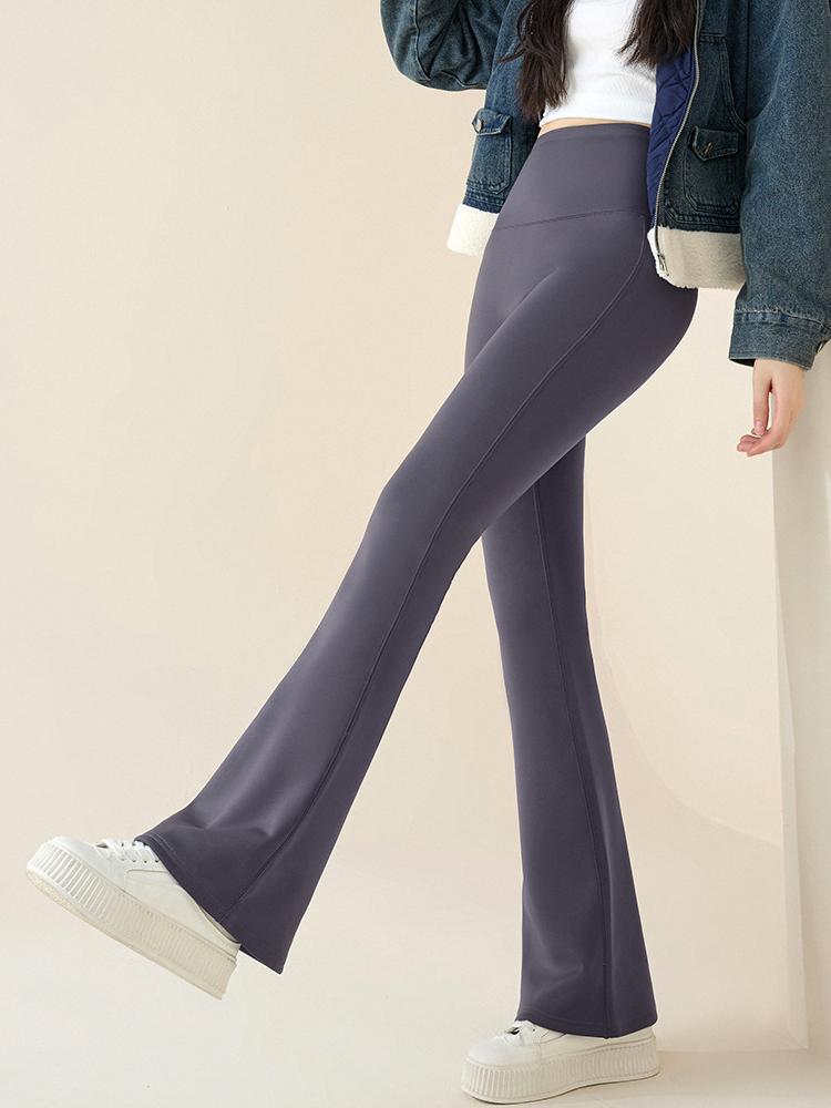 Осенне-зимние брюки-клеш из кроличьего флиса Sharkskin, леггинсы для женщин, эластичные, с высокой талией, тонкие, теплые, подковообразные брюки