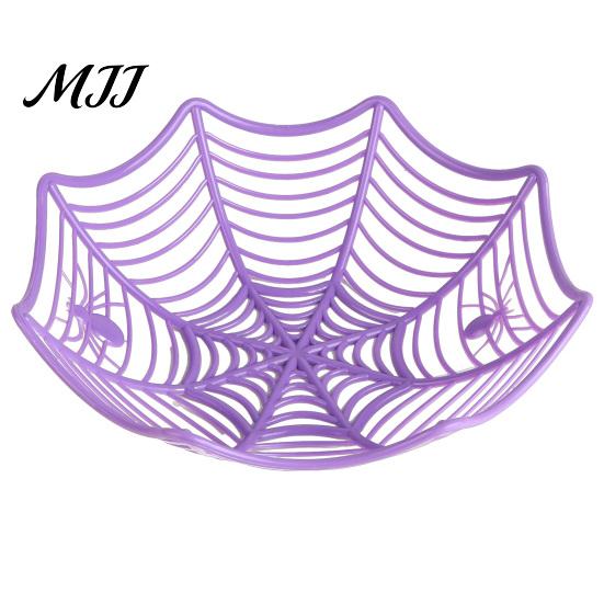Прочная Halloween-миска Корзина-паутина, Пластиковая миска для фруктов с дизайном паутины, Качественный держатель для угощений или конфет "Сладкое или гадость" для обеденного стола,