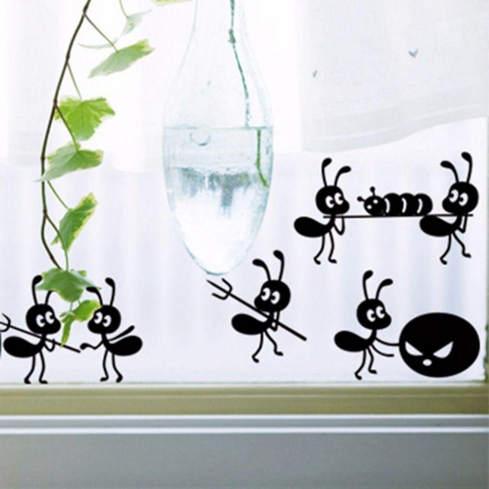 Mural Art Ants Move Wall Sticker Black Window Painting Stickers Ant Wallpaper Children's Rooms