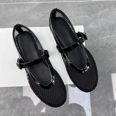 Женские летние сандалии, роскошная элегантная повседневная обувь для женщин 2024 года, удобные сетчатые босоножки на открытом воздухе, модные сандалии на низком каблуке