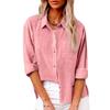Women's Autumn Long Sleeve Button Solid Color Loose Shirt Casual Large Size Shirt