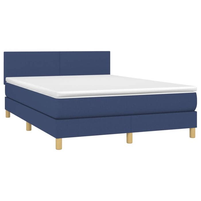 Maison Exclusive - Sommier à lattes de lit avec matelas LED Bleu 140x190 cm Tissu