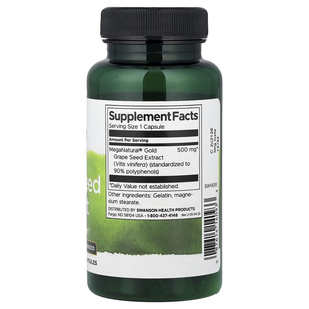 Swanson, Grape Seed Extract, Standardized, 500 mg, 60 Capsules