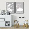 Nursery Moon Stars Canvas Printing Grey Picture Wall Art Painting Decor Kids Quotes Posters Baby Room Interior Decoration
