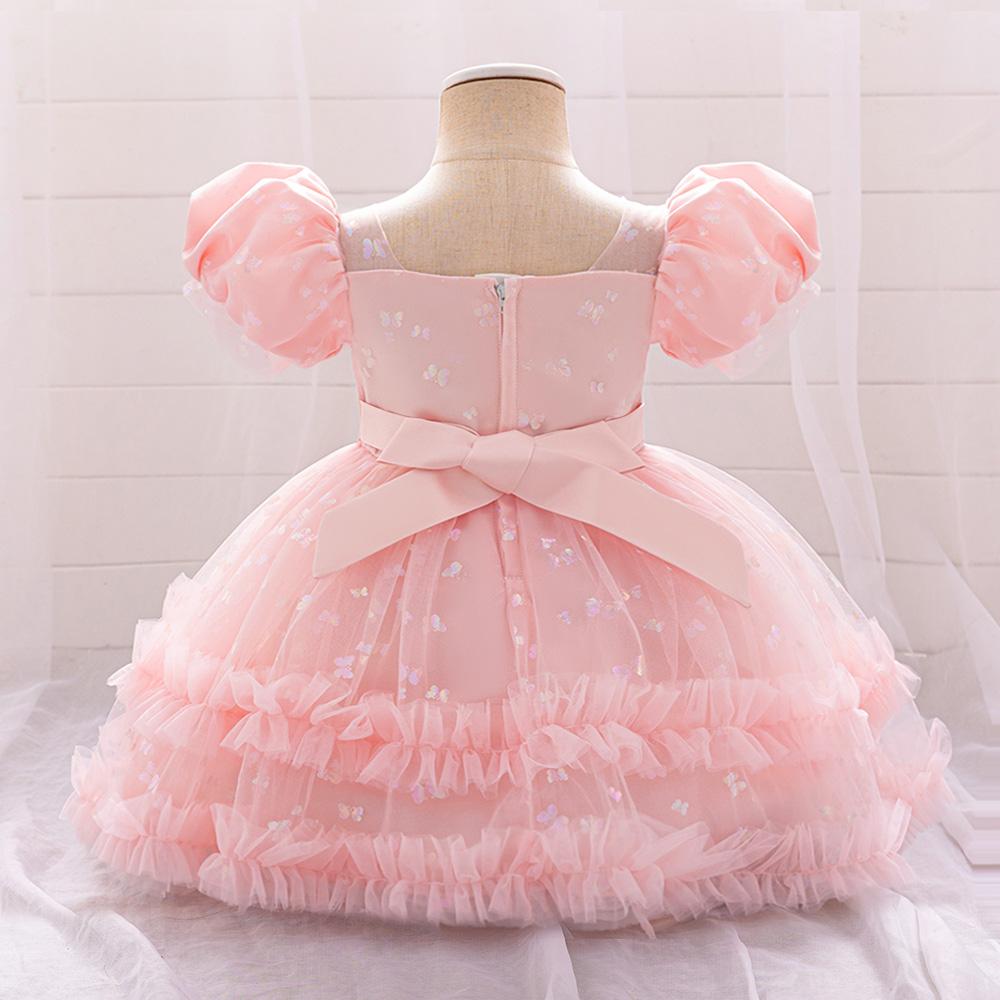 Baby Girl Party Dress Butterfly Sequin Fluffy Mesh Child Kids Clothing Toddler 1st Birthday Baptism Gown Flower Bridesmaid Dress