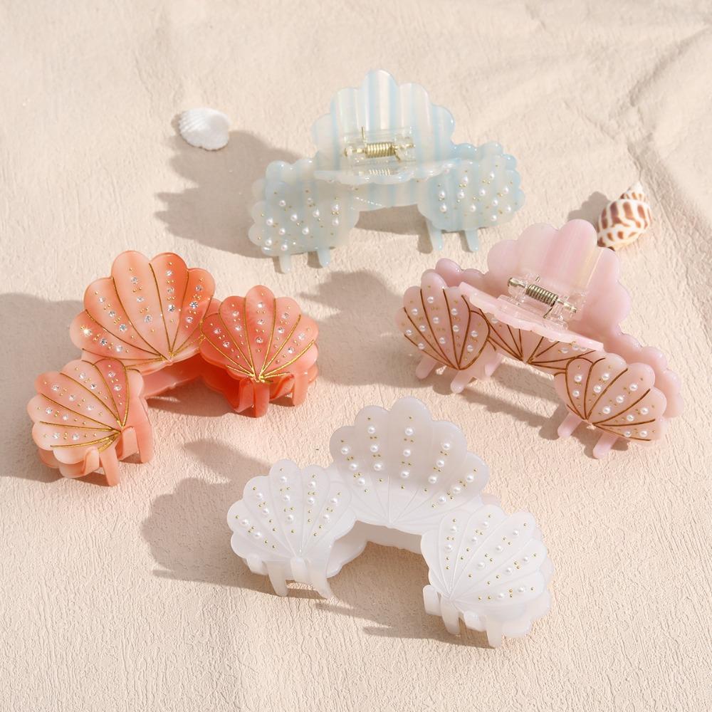 Acetic Acid Acetate Shell Hair Claw Elegant Pearl Rhinestone Crab Clip  Hair Styling Accessory