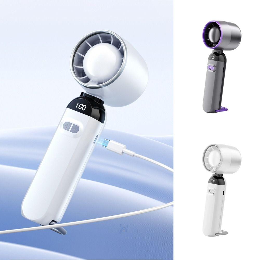 LED Digital Display Small USB Charging Fan Rechargeable Turbo Fan Mini Hand Fan Women Makeup Tools