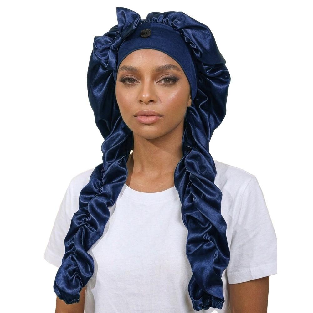 Long Curling Ribbons Sleep Bonnet Satin Material Curling Bonnet Heatless Curl Bonnet For Long Hair