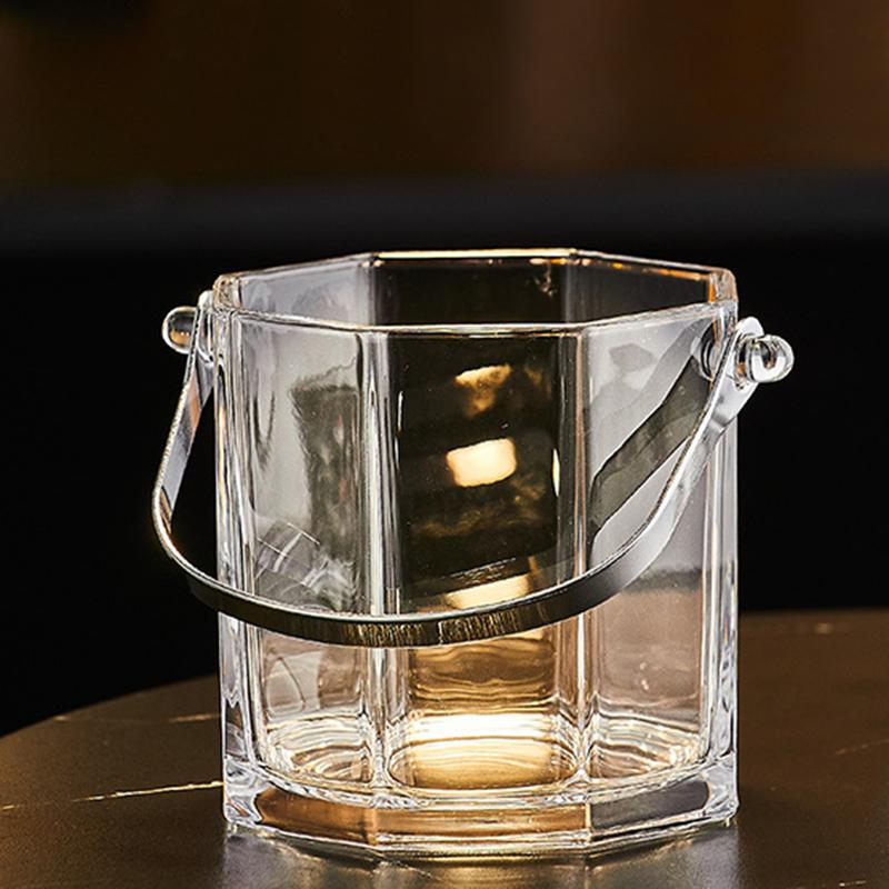 Набор 900 мл 2 шт Ведра для красного вина, пива, коктейлей Изолированная прозрачная стеклянная посуда Стекло Бочка для шампанского Бар KTV Ведро для ледяной крошки