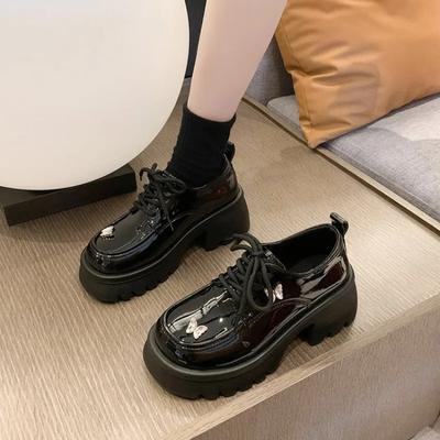 Мода 2024 года, новые осенние универсальные оксфорды на платформе, черные туфли на плоской подошве, женская обувь в британском стиле, мокасины с мехом, осенняя кожа Zapatos