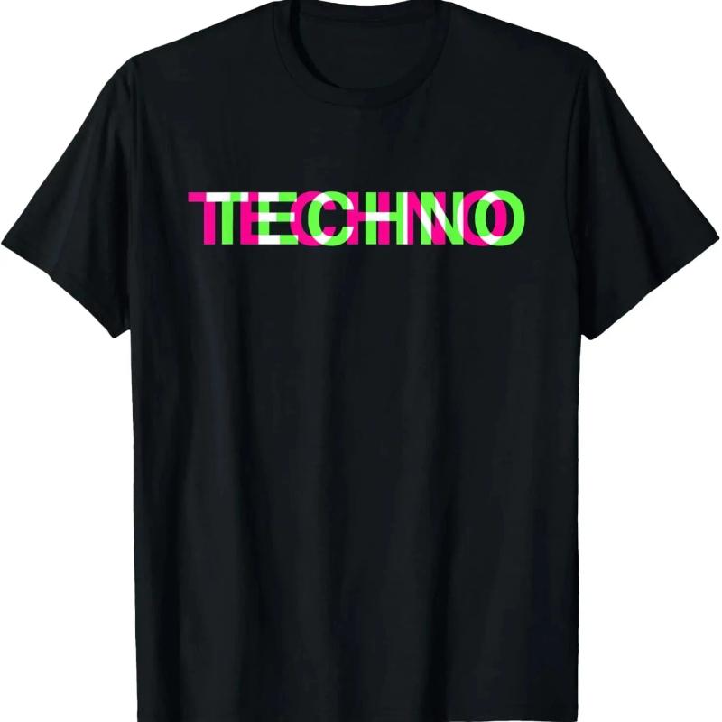 Техно Музыка Оптическая Иллюзия Глитч Триповый EDM Рейв Футболка Винтажная Женская Одежда Y2k Топ Женская Одежда