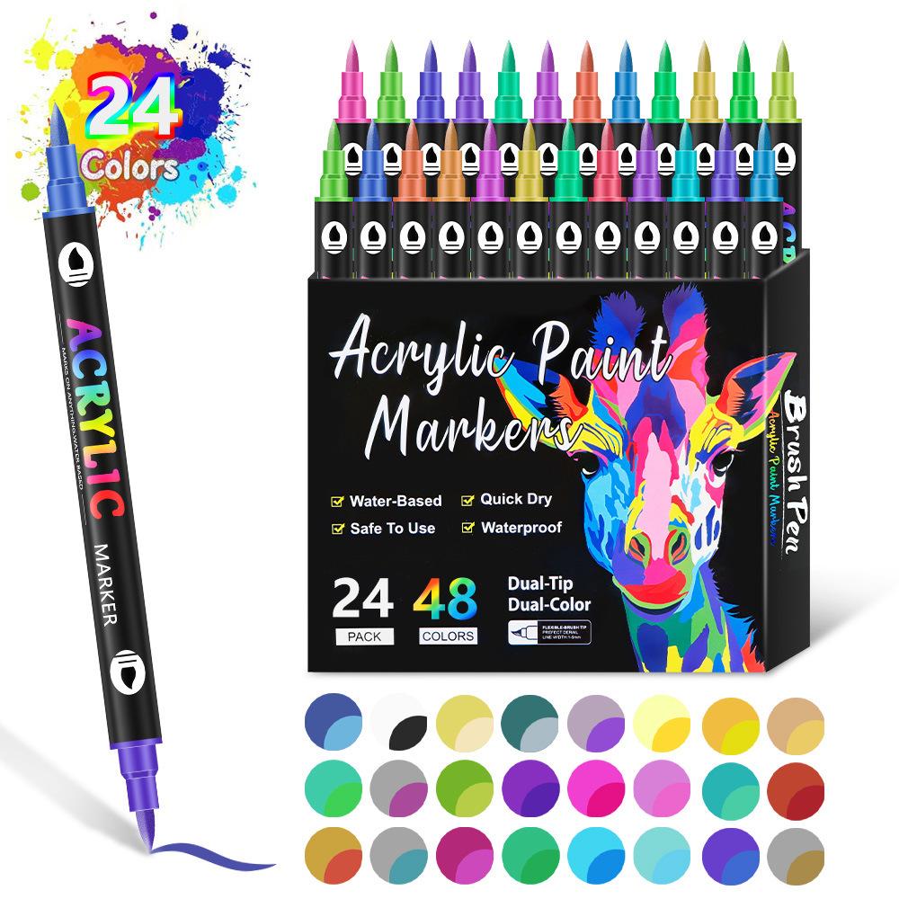 36-Color Dual-Tip Water-Based Acrylic Marker Set for DIY Graffiti