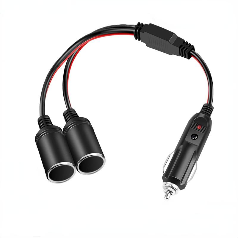 1 To 2 Car Socket Extension Cord 12V 24V Plug Socket Car Splitter Adaptor Power Charger Port