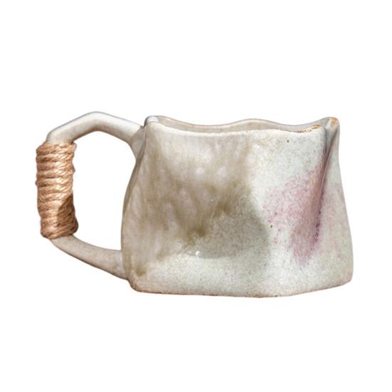 Керамическая кружка ручной работы 320 мл Винтажная чашка для чая и кофе с ротанговой ручкой Креативный спиральный дизайн Градиентная глазурь Посуда для напитков Домашний декор Подарки