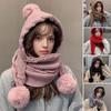 In 1 Hat And Scarf Set Winter Knitted Hooded Scarf