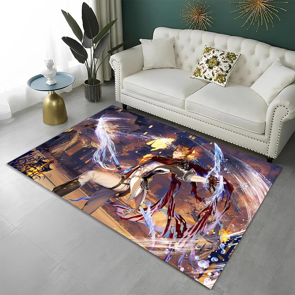 Game Genshin Impact Gamer Cartoon Carpet Rug for Home Living Room Bedroom Sofa Doormat Decor,Child Area Rug Non-slip Floor Mat