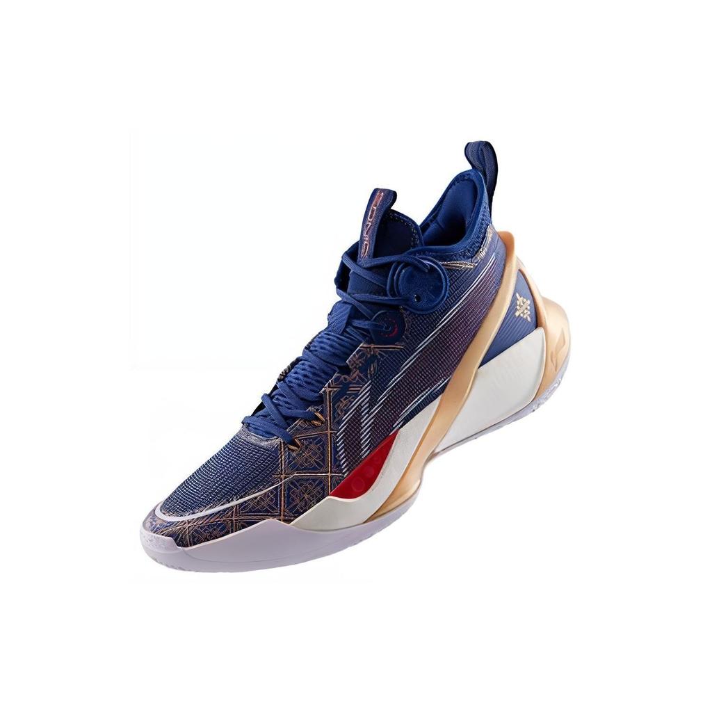 Баскетбольные кроссовки Li Ning Sonic 10 Ultra Iris Fabric TPU с амортизацией, противоскользящие, износостойкие, с отскоком, среднего размера, мужские кроссовки темно-синего цвета ABAS145-3