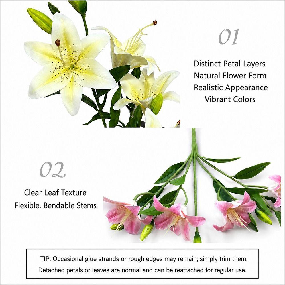 Multicolor Simulation Flower Green Leaves Faux Flower Artificial Lily Flowers Party Supplies