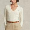 Polo Ralph Lauren Ss22 Solid Color Logo Embroidered V-Neck Long Sleeve Wool Sweater Women Sweater White WMPOSWENC020427-100
