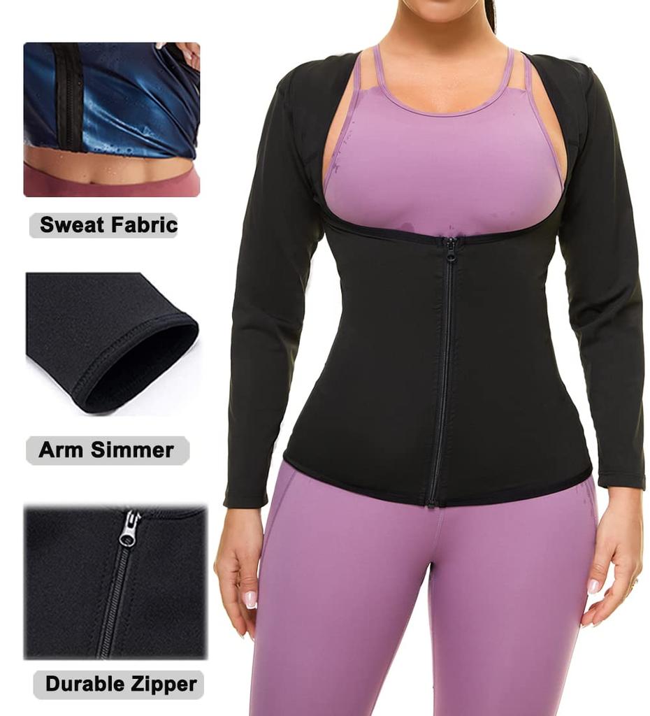 Женский костюм для сауны, спортивная куртка, тренажер для талии, формирователь тела с длинными рукавами, рубашка для сауны, тренировочные топы, корректирующее белье, термобелье, спортивный костюм для фитнеса