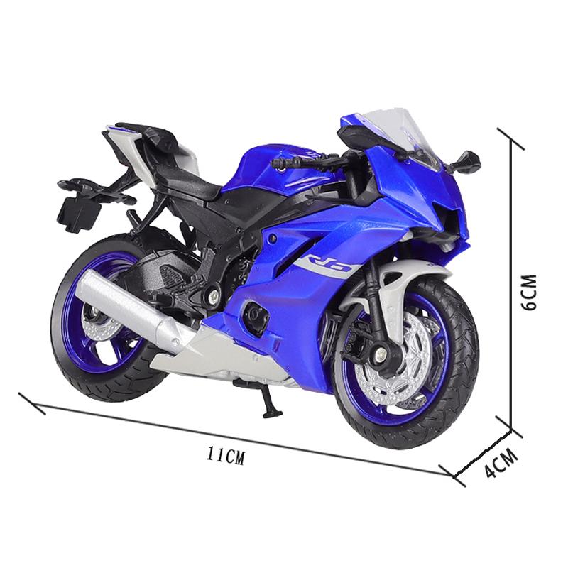 Welly Масштаб 1/18 Модель мотоцикла Yamaha 2020 YZF-R6 из литого металла Рабочий амортизатор Игрушка для детей Подарки Коллекция игрушек