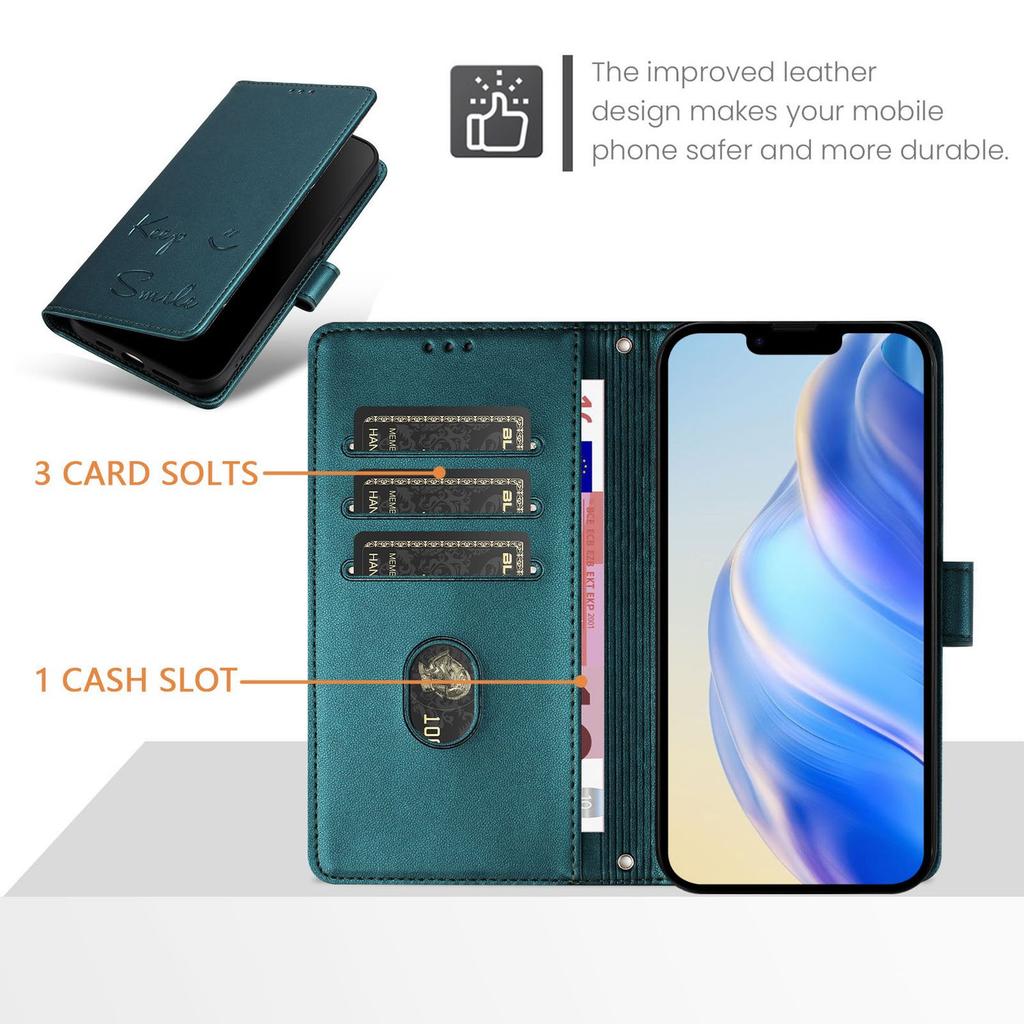 Leather Wallet Flip Case For Doogee N55 Plus N60 Pro Note 58 59 56 56x Keep Smile Embossed Design with Wrist Strap