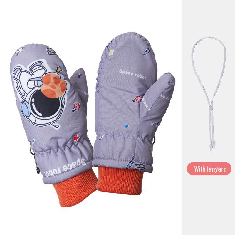 Бархатные лыжные перчатки: Нескользящие, теплые и толстые для детей 2-5 лет