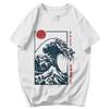 Мужская футболка в японском стиле Волна Хоккайдо Ретро Идея Y2K Графическая с круглым вырезом Унисекс Топы Футболки