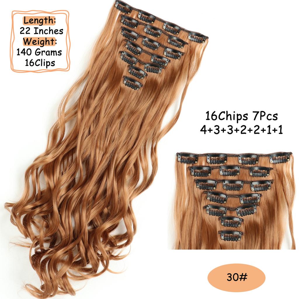 Synthetic Wavy Clip In Hair Extensions Clip In Hair Extensions For Women Full Head Thick Soft Clip In Hairpieces Daily Party