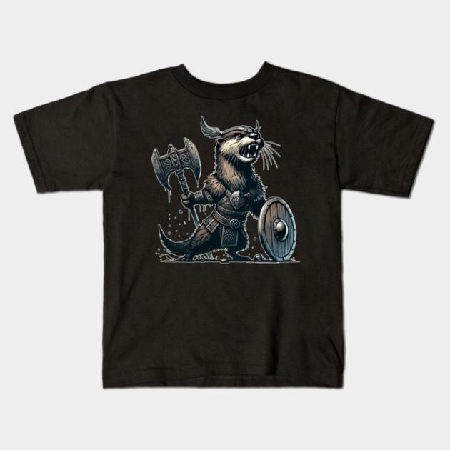 Boys Girls Soft Cotton Graphic Tees Viking Otter Breathable Daily School Wear Kids T-Shirts