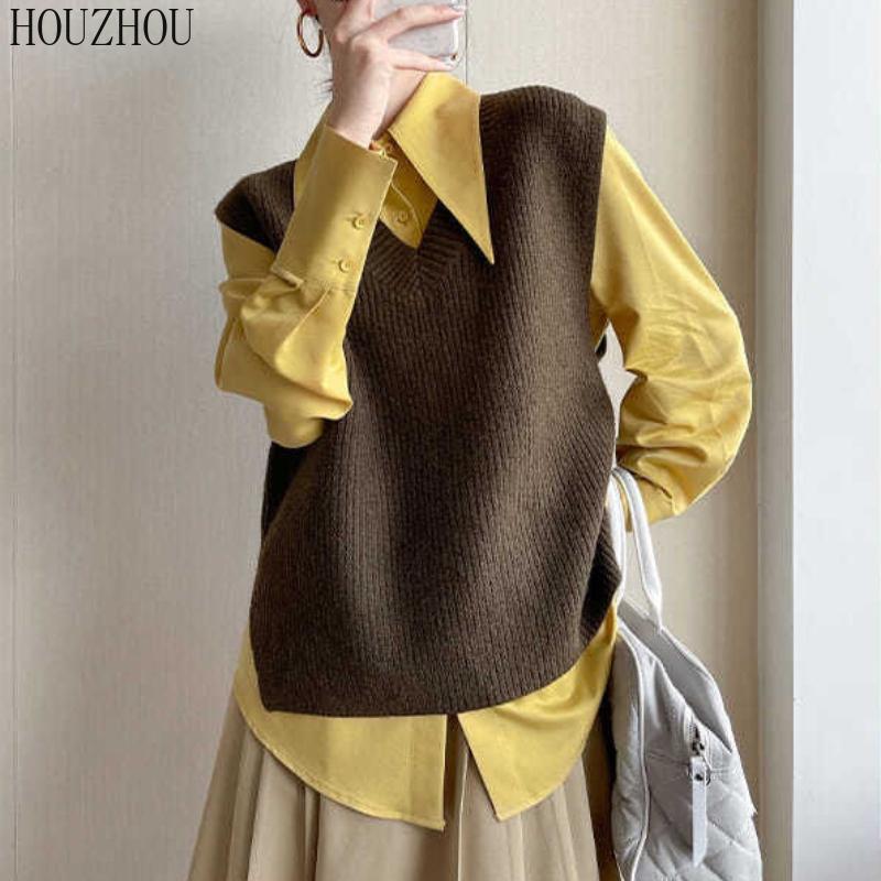 HOUZHOU Шикарная женская рубашка с острым воротником, корейская элегантная ретро-элегантная женская классическая блузка для поездок на работу