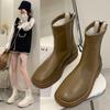 Модные женские ботинки на молнии в корейском стиле с толстой подошвой, белые ботинки, женские ботильоны, модные туфли на низком каблуке, женские короткие ботинки