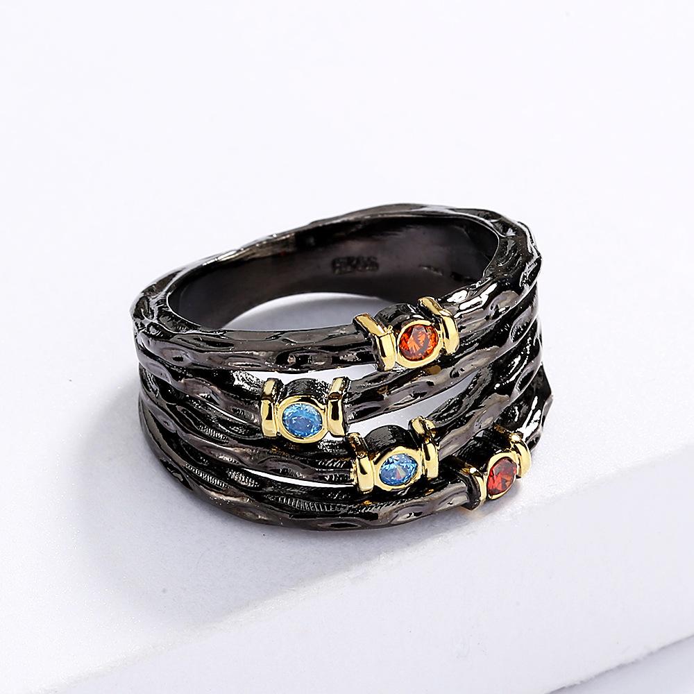 Hot Sale Retro Style Black Gold Plated Ring for Women