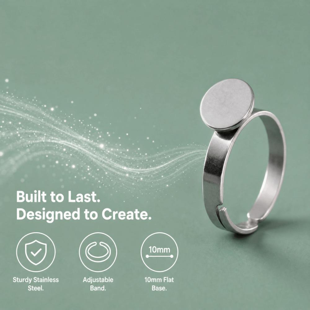 20pcs Flat Base Blank Rings Adjustable Stainless Steel Rings Jump Rings Flat Rings  Jewelry Creation