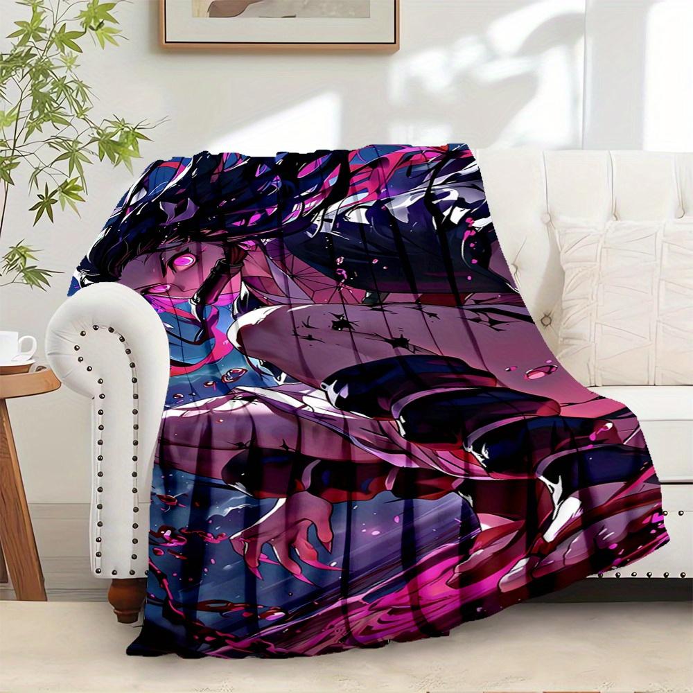 For Demon Slayer: Kimetsu no Yaiba-Themed Flannel Blanket, Glam Style, Digital Print, All-Season Comfort, ,for Cozy Plush Flannel Cover104