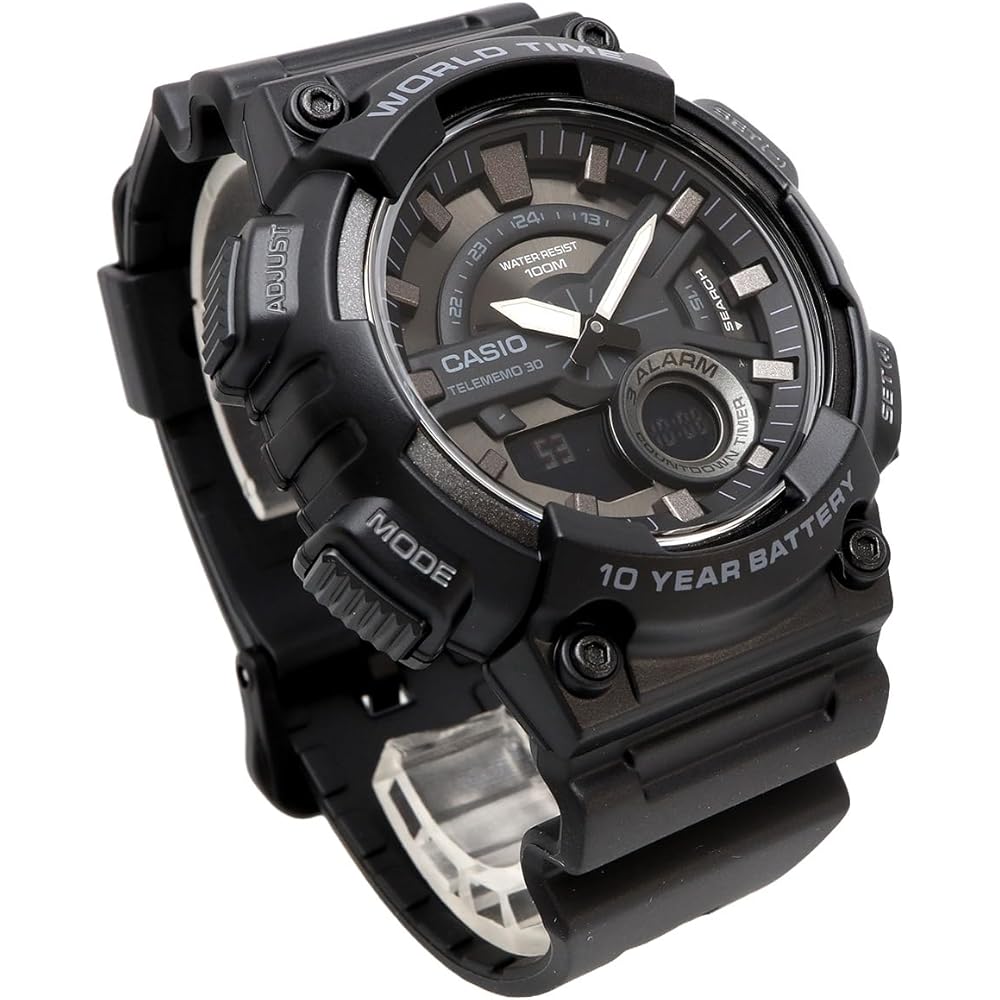 Casio Мировое время AEQ-110W-1BV Мужские Аналогово-Цифровые Кварцевые Часы Черный ЖК-дисплей Черный Импортная модель