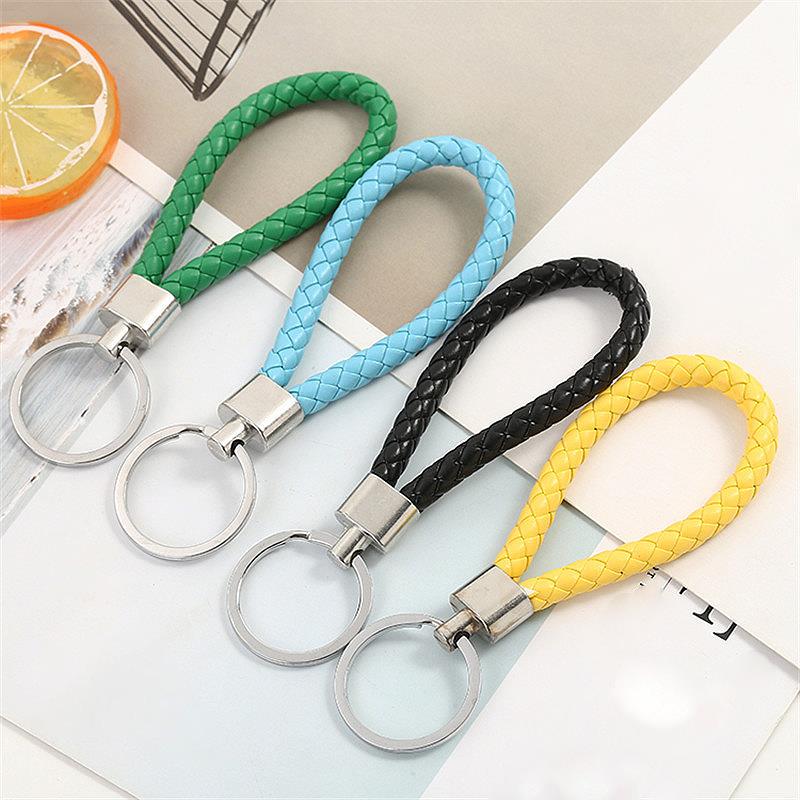 Плетеный веревочный брелок из искусственной кожи, сделай сам, сумка, подвеска, брелок для ключей, автомобильный брелок для ключей для мужчин и женщин, подарочные ювелирные изделия