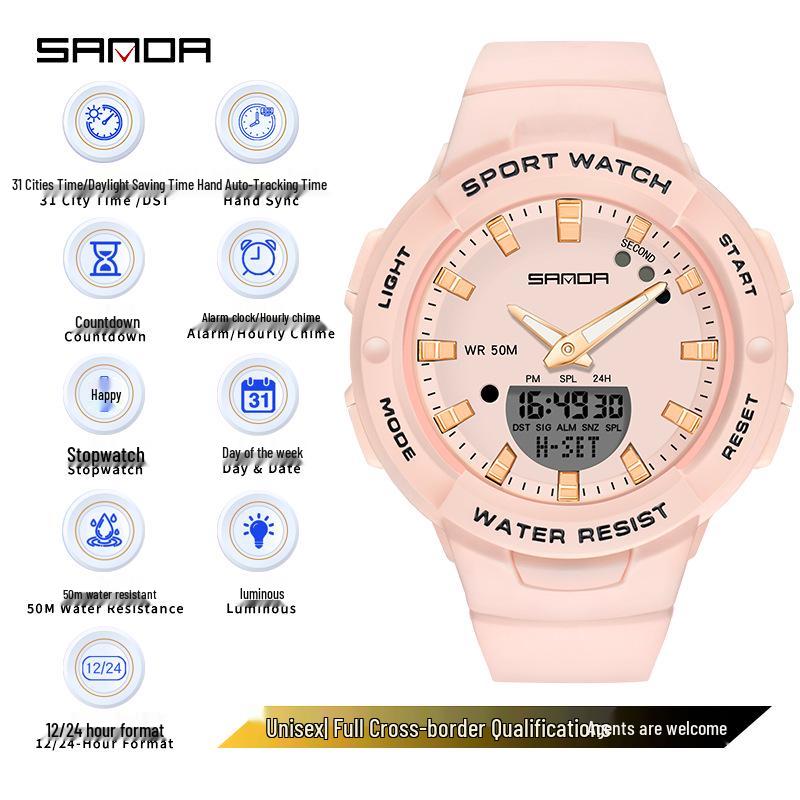 SANDA Водонепроницаемые повседневные наручные часы Dopamine Trend для мужчин и женщин