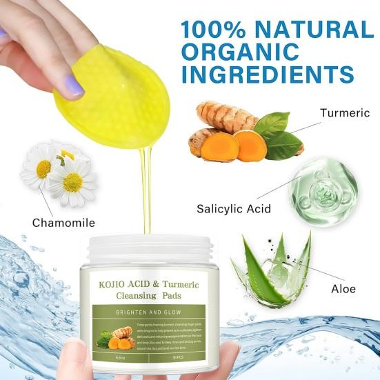 30/50 шт. очищающие диски с койевой кислотой для удаления темных пятен и макияжа, спрессованные спонжи для лица с куркумой, мягкое очищение пор, отшелушивание, очистка лица, хлопок