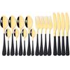 Black Gold Dinnerware Set Knife Fork Spoon Cutlery 16Pcs Mirror Flatware Stainless Steel Silverware Kitchen Dinner Tableware Set