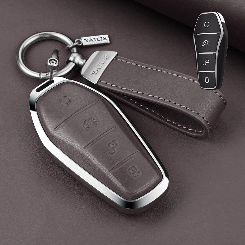 Metal Leather Car Remote Key Cover Case Holder shell Fob For New ATTO 3 2 8 Song Pro Plus Shark Dolphin Seal U 5 Sealion 6 7