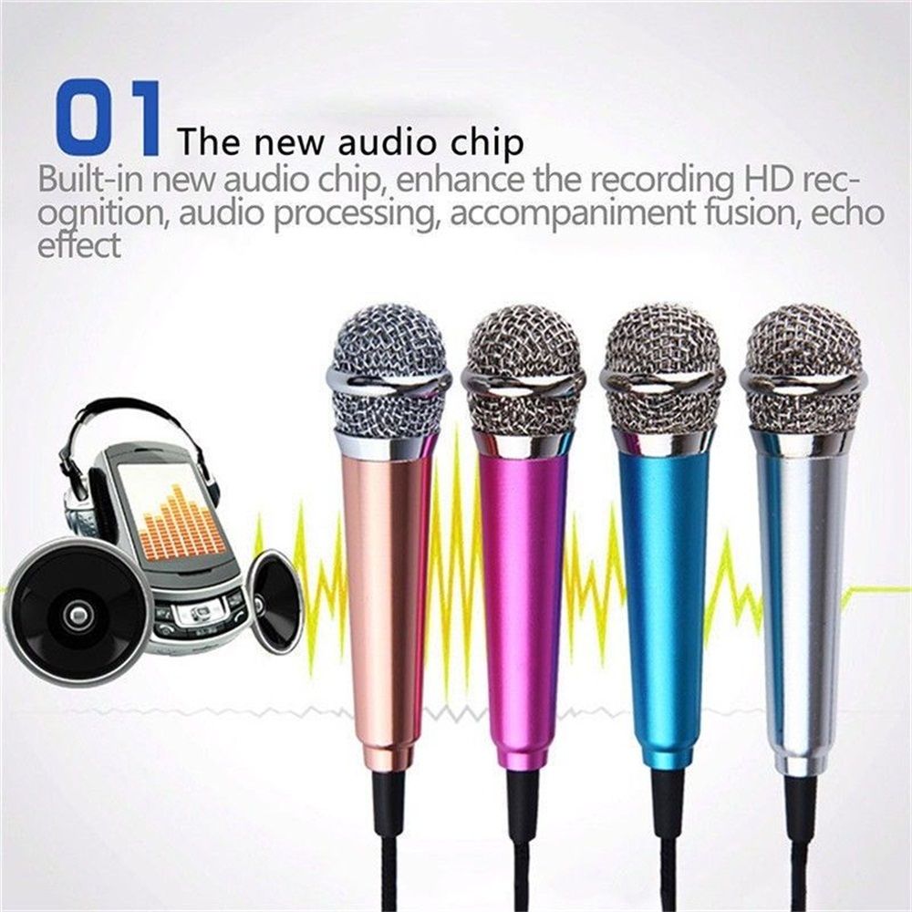 Portable Audio Stereo Condenser Karaoke 3.5mm Wired Mini Microphone
