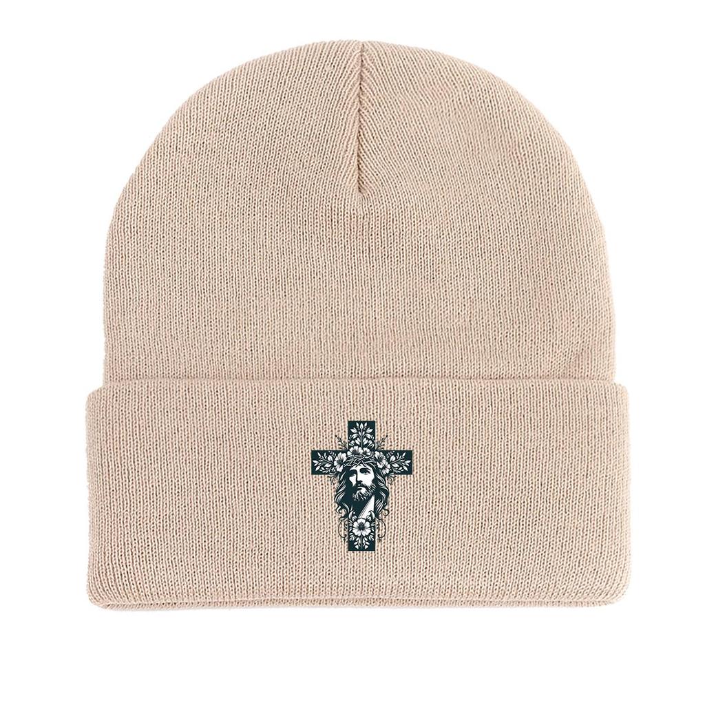 Крест Иисус Зимняя вязаная шапка Beanie, Skullies Beanies Slouchy Теплые однотонные шапки с помпоном Вязаная шапка Beanie