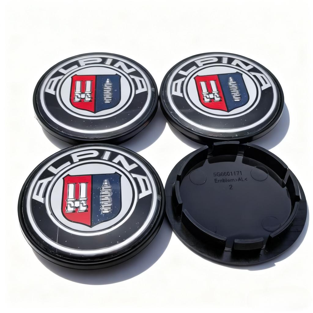 4pcs Alpina Logo Emblem Badge Car Wheel Center Caps 65MM Clips 56MM Wheels Hub Cap Rim Hubcap Dust Cover Replace Car Accessories