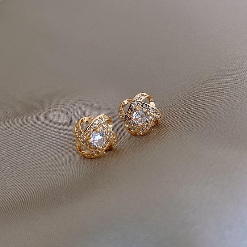 Серьги с четырьмя листочками клевера и цирконием для женщин S Pure Needle Niche Design Новые модные легкие роскошные серьги
