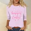 Women's Fashion Casual Seven Sleeve Valentine's Day Printed Pullover Top