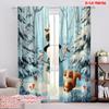 2pcs,2D Plane Printing Curtains Roller Blinds Winter Snowman & Squirrel Polyester Easy Install (without Rod) Home Decor for