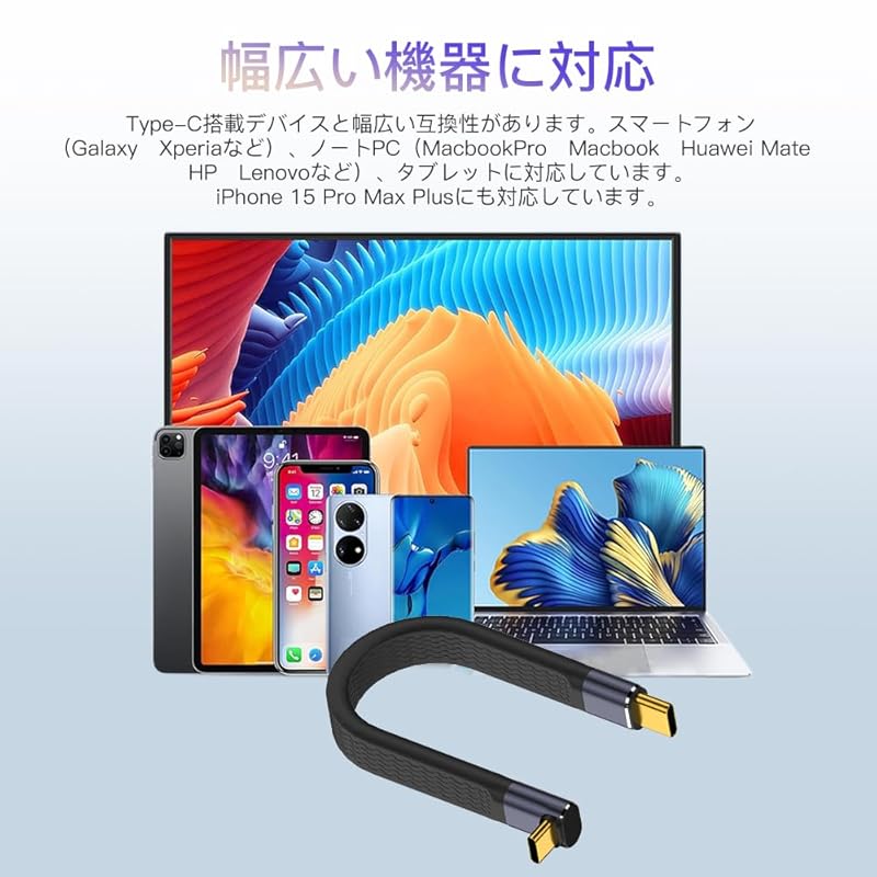 YFFSFDC USB4.0 удлинительный кабель типа C, высокоскоростная передача данных 40 Гбит/с, совместимость с PD, быстрая зарядка 240 Вт/5 А, видеовыход 8K при 60 Гц, угол обзора 90° сверху и снизу