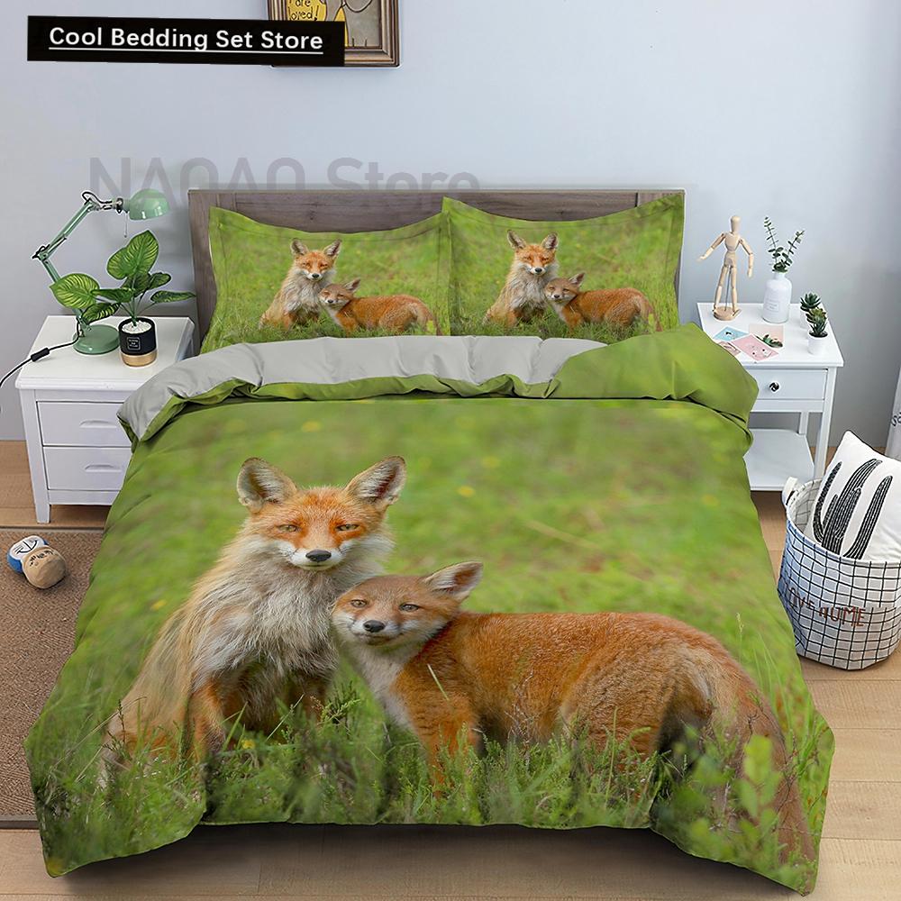Постельное белье Животное Лиса Размер Кинг Квин 3D Милый Оранжевый Фенек Пододеяльник для Детей Подростков Взрослых Декор Спальни Покрывало
